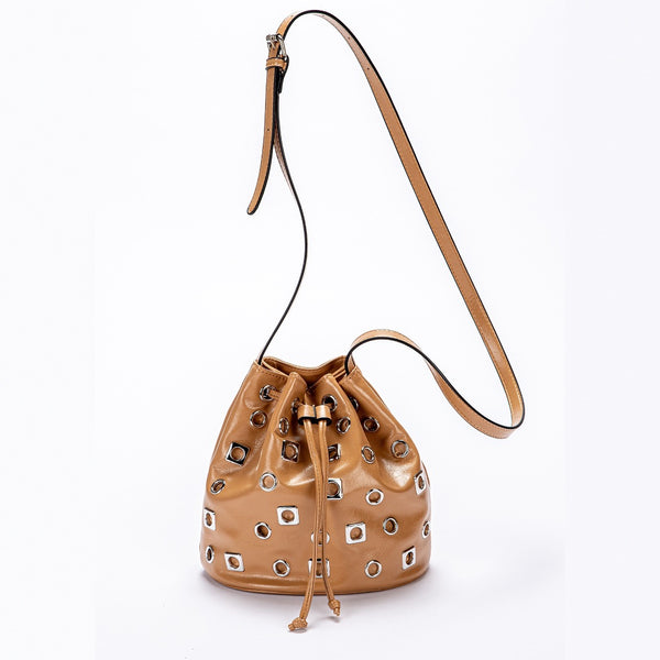 Bolso Bandolera Bucket con Remaches en Ante