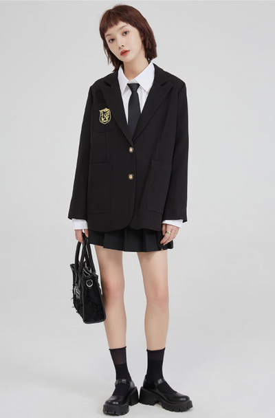 Blazer Negro Mujer Diseño Exclusivo Otoño Corte Holgado - Image 5