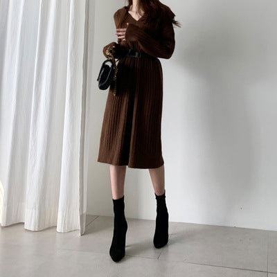 Vestido Base Suéter Midi para Mujer - Otoño e Invierno - Image 3