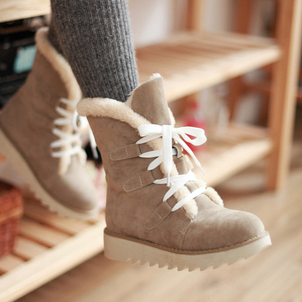 Botas Cálidas para Nieve con Cordones - Botines Impermeables