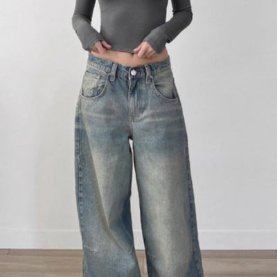 Jeans Sueltos Retro Vintage Lavados para Mujer - Image 5