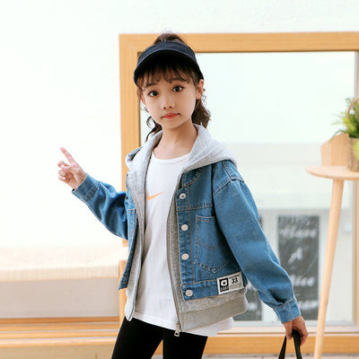 Chaqueta Infantil Otoño con Capucha y Diseño Falso Dos Piezas - Image 9