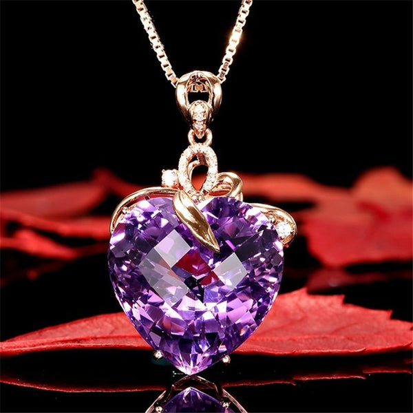 Colgante de Amatista en Forma de Corazón