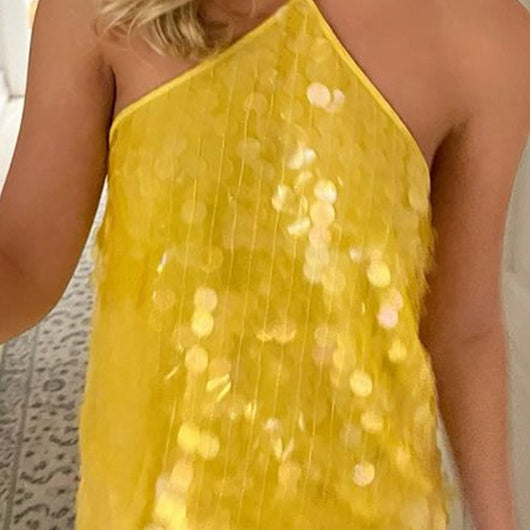 Top Halter Dorado con Lentejuelas para Mujer