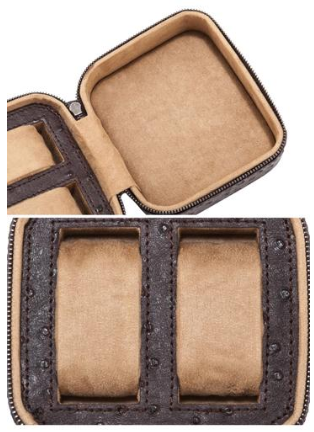 Estuche Portátil para Reloj en Cuero de Avestruz con Cierre y Asa de Viaje - Image 18