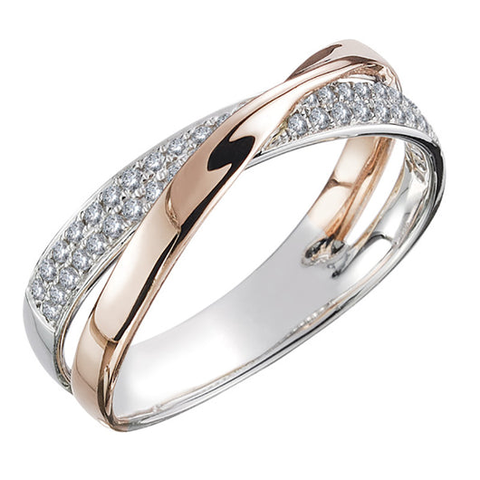 Anillo de Cobre Bicolor con Zirconia Cúbica - Diseño Geométrico X para Mujer - Image 4