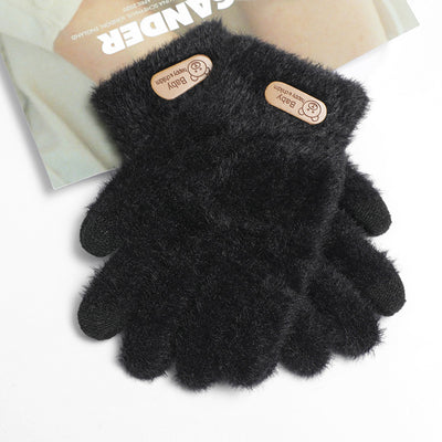 Guantes Tejidos de Invierno con Contraste de Colores y Forro Polar para Mujer - Image 38