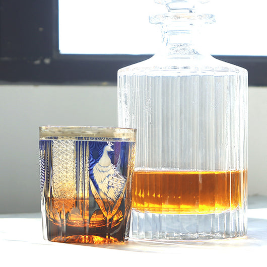 Vaso de Whiskey de Cristal Tallado a Mano con Diseño de Pavo Real - Image 23