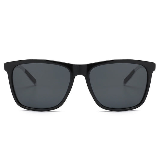 Tortoise shell square frame sunglasses with brown gradient polarized lenses on a white background. - Image 7