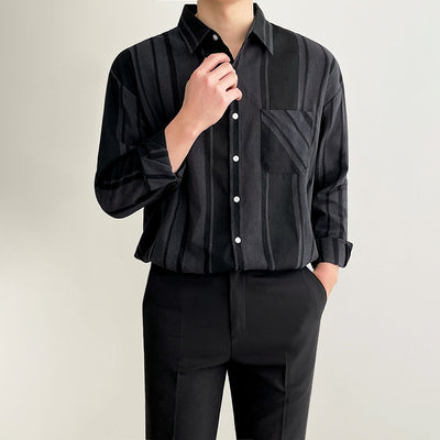 Camisa Casual de Manga Larga Negra para Hombre - Image 4