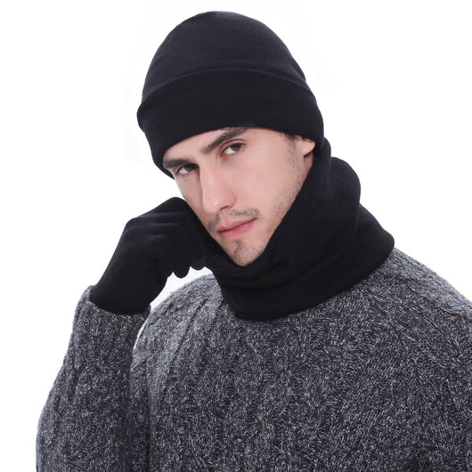 Conjunto Invernal Completo para Hombre: Gorro, Bufanda y Guantes en Punto y Terciopelo - Image 5