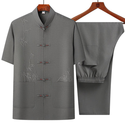Traje Tang Chino Tradicional de Manga Corta para Hombre - Image 8