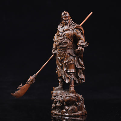 Estatua del Dios de la Riqueza Guan Yu - Talla en Boj Antiguo - Image 9