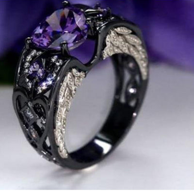 Anillo de Diamante Corazón Rubí Rojo Oro Negro - Compromiso Elegante - Image 5