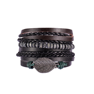 Pulsera de Cuero Auténtico Tejida con Cuentas - Estilo Étnico Retro - Image 10