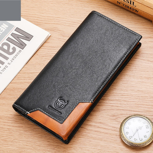 Carteira Bifold Masculina de Couro Premium Engraxado - Grande Capacidade