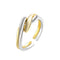 Irregular Water Ripple S925 Plateado Ring Women Blanco Dorado adjustable
