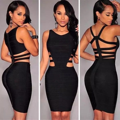 Vestido Bandage Negro Ajustado sin Mangas para Mujer - Image 11
