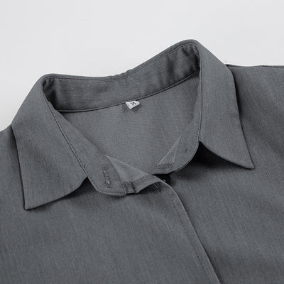 Conjunto de Pantalón Ancho y Blusa Gris de Manga Larga Cintura Alta Efecto Reductor - Image 17