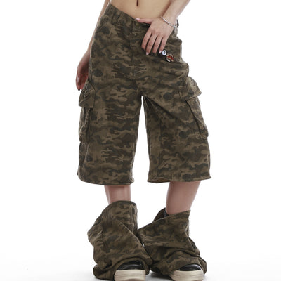 Pantalones Cargo Camuflaje Mujer Pierna Ancha Verano Convertibles - Image 3