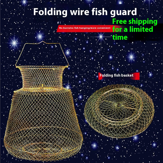Red Plegable de Acero Inoxidable para Pesca - Canasta Protectora