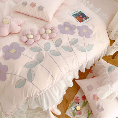 Juego de Cama Bordado Floral 3D - Funda Nórdica y Sábanas de Algodón - Image 4