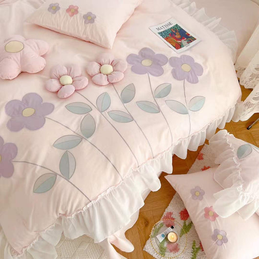 Juego de Cama Bordado Floral 3D - Funda Nórdica y Sábanas de Algodón - Image 4