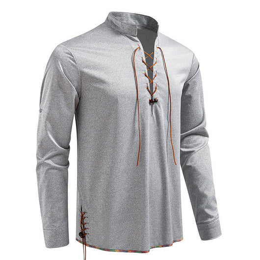 Camiseta Manga Larga con Cuello Alzado y Cordones para Hombre - Image 14