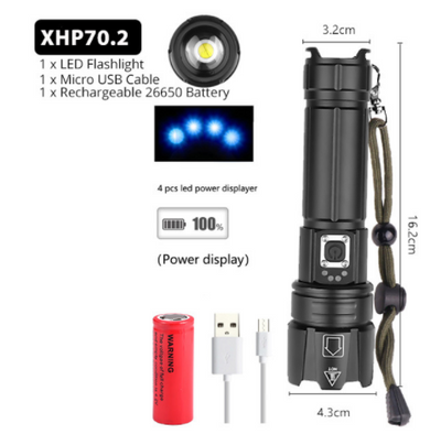 Linterna LED Recargable USB con Pantalla de Potencia y Zoom Ajustable - Image 14