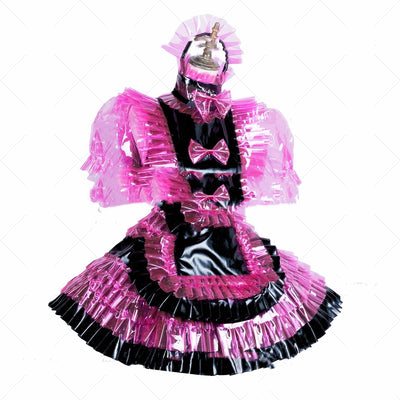 Vestido Doncella Transparente Rojo Rosado PVC - Image 5