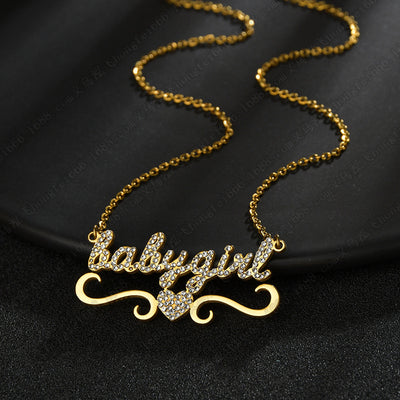 Collar Nombre con Corazón de Diamantes para Mujer - Image 11