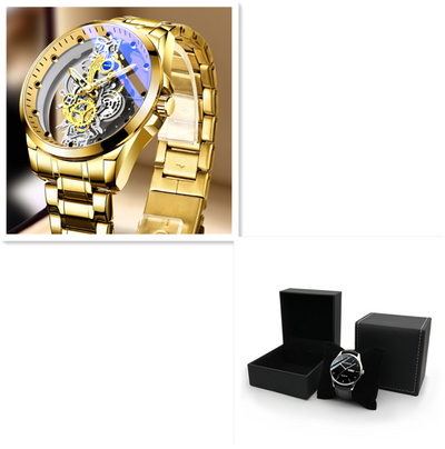 Reloj Automático Esqueleto Dorado de Lujo para Hombre - Image 15