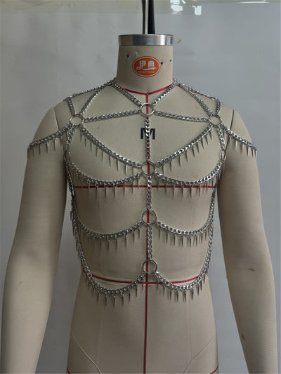 Cadena Corporal Masculina Multicapa con Borlas - Estilo Halter - Image 15