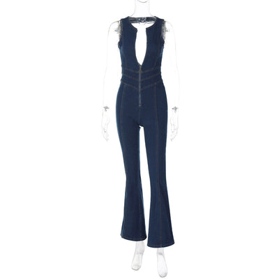 Mono Denim Retro Cintura Alta Ajustado para Mujer - Image 4