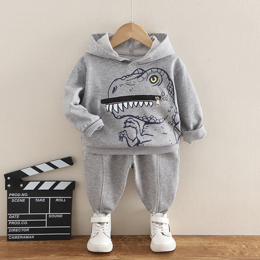 Conjunto de Sudadera con Capucha Dinosaurio para Niños - Algodón Otoño Dos Piezas - Image 3