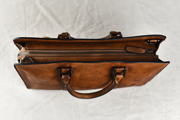 Bolso de Cuero Curtido al Vegetal Estilo Retro Horizontal para Hombre
