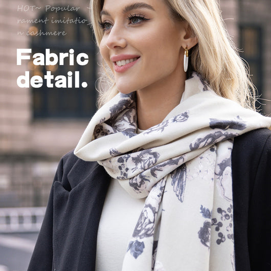 Pashmina Estampado Floral Rosa con Borlas - Bufanda Térmica Abrigadora - Image 9