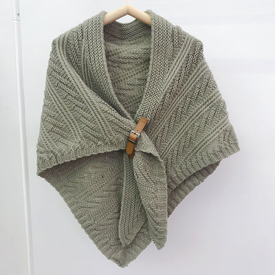 Poncho Triangular de Cuero Hueco Estilo Coreano - Abrigo Elegante de Color Liso - Image 25