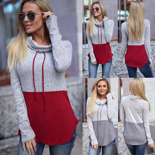 Suéter de cuello alto con mangas largas y diseño patchwork