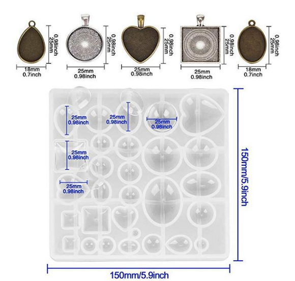 Kit Completo de Moldes de Silicona para Joyería DIY con Resina Epoxi