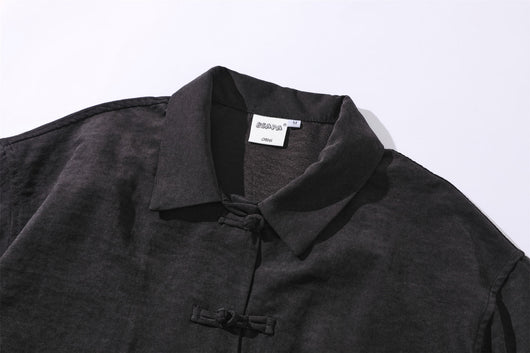 Camisa Corta Estilo Chino Tradicional con Botones de Rana para Hombre - Image 23