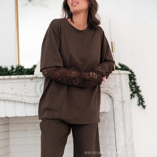 Blusa Casual Elegante con Encaje y Manga Larga para Trabajo y Diario - Image 8