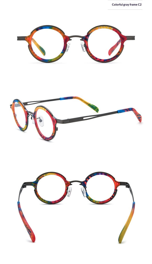 Armazón de Gafas Redondo en Titanio Ensamblado - Image 21