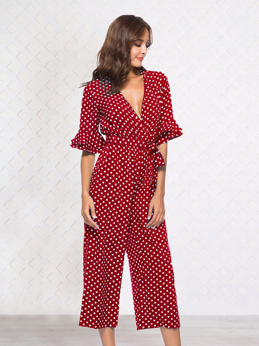 Jumpsuit Elegante con Estampado de Lunares y Manga 3/4 - Image 8