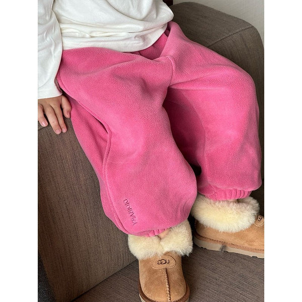 Pantalones de Buzo para Niñas Rojo Rosado - Otoño e Invierno