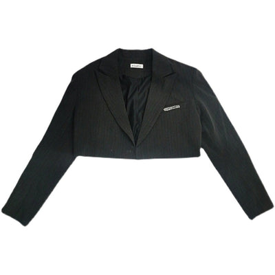 Blazer Corto Gris Oscuro para Mujer Primavera - Image 10