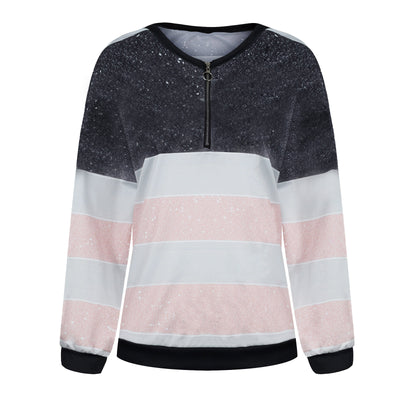 Suéter Holgado Cuello V con Estampado Cielo Estrellado a Rayas para Mujer - Image 2