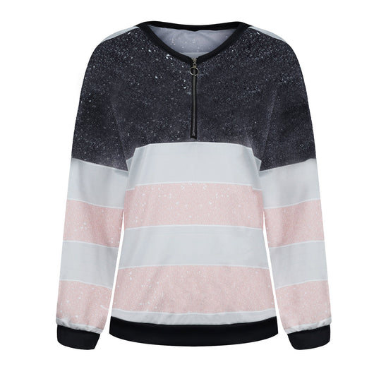 Suéter Holgado Cuello V con Estampado Cielo Estrellado a Rayas para Mujer - Image 2