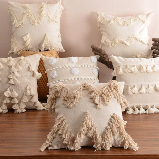 Cojín Decorativo Marroquí de Algodón con Borlas