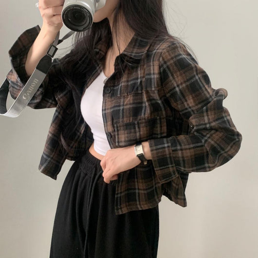 Camisa Cuadrille Oversized de Manga Corta - Image 23